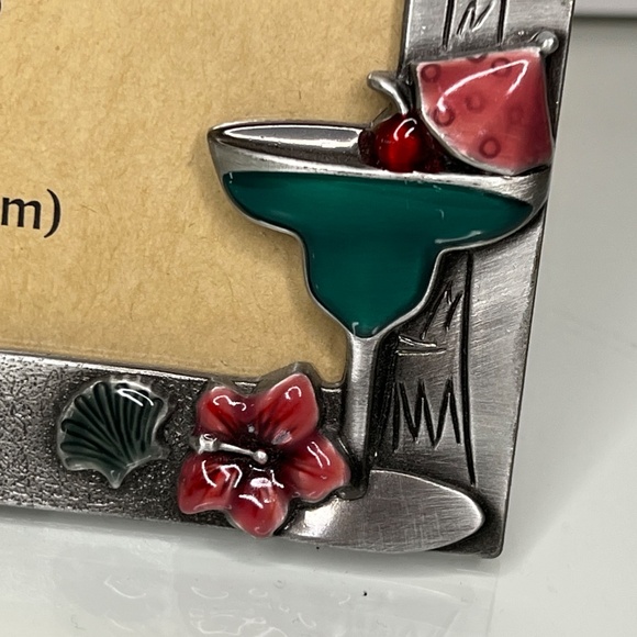 Pier 1 Beach Vacation Photo Frame 6” X 4” Cocktail Picture Frame Metal Retired - Picture 2 of 10